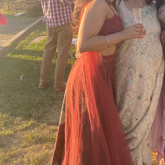 Beautiful red lehenga with red sequin blouse - Picture 5 of 10